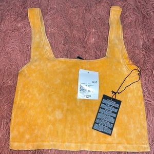 Yellow cropped tube top - forever 21